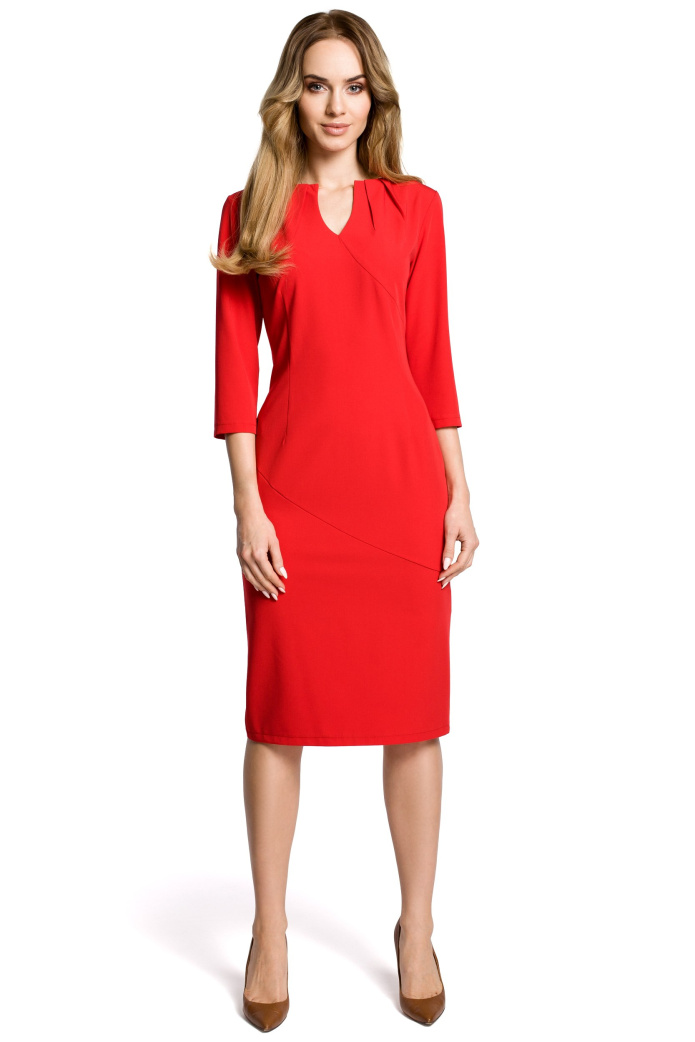 Sukienka midi - Ołówkowa - czerwona
